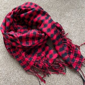 Red & Black Buffalo Check Cashmere Silk Scarf